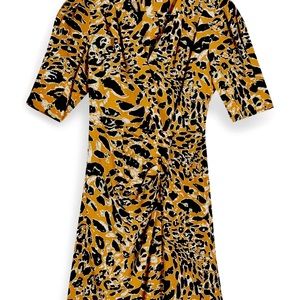 TOPSHOP LEOPARD MOCK WRAP DRESS MSRP $75